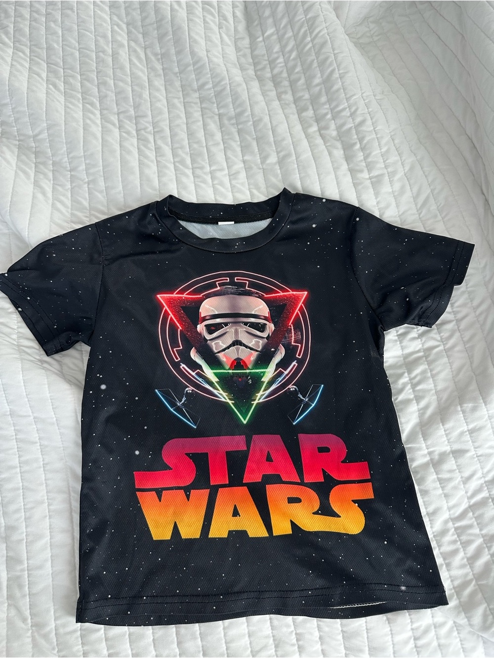 KIDS Star Wars Black Tee Shirt with Stormtrooper Dri fit xs small